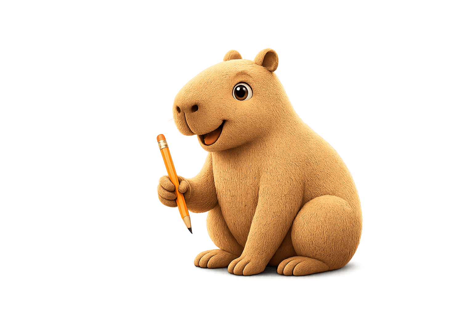 CreativeCapy 3D Mascot holding a pencil